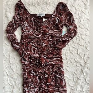 Almost Famous Women’s size Large Brown   and White Cream Swirl Mini Dress